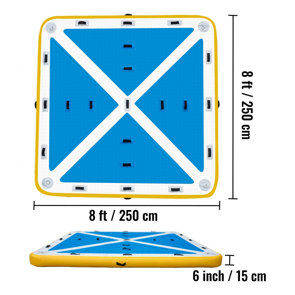Vevor Plataforma De Muelle Inflable Pvc 8 X 8 Pies Con Bomba De Aire Eléctrica