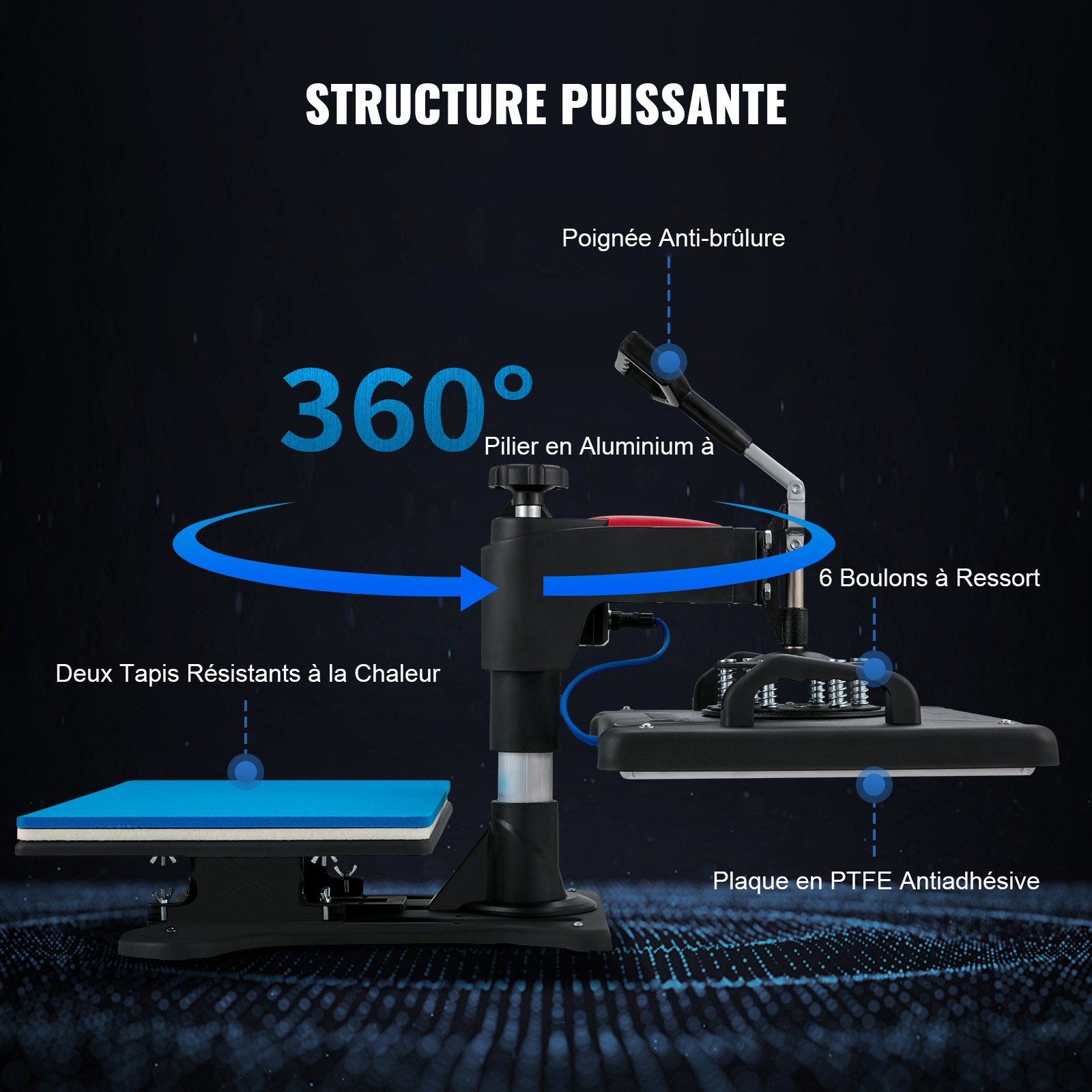 VEVOR Máquina de Prensa en Calor 5 en 1 Máquina de Impresión de Calor 29 x 38 cm Máquina de Transferencia de Calor Abatimiento de 360° Control Digital Inteligente para Camisetas, Gorras, Platos, Tazas