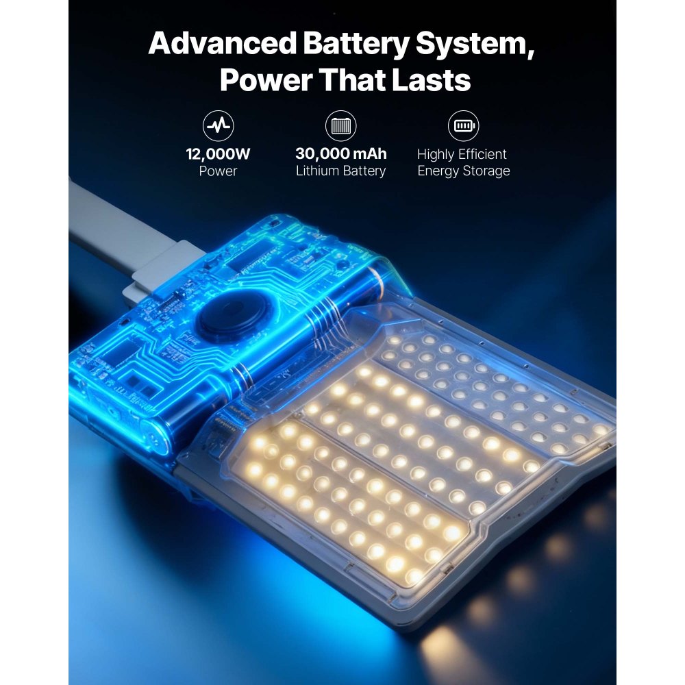 VEVOR Farola Solar para Exteriores 12000 W, 900 000 LM, de Anochecer a Amanecer, Lámpara de Seguridad LED de Tipo Dividido, Control Remoto RF, Resistente al Agua IP65, para Entrada de Vehículos