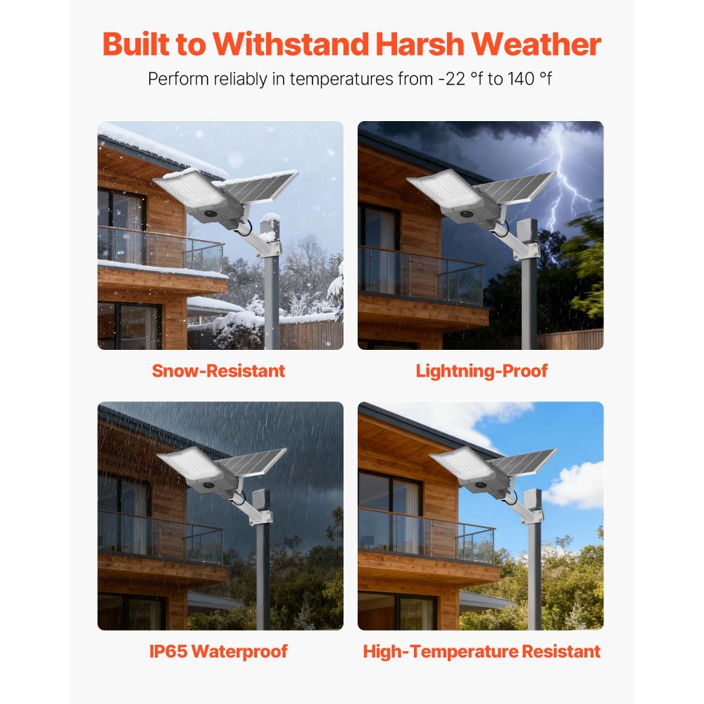 VEVOR Farola Solar para Exteriores 12000 W, 900 000 LM, de Anochecer a Amanecer, Lámpara de Seguridad LED de Tipo Dividido, Control Remoto RF, Resistente al Agua IP65, para Entrada de Vehículos