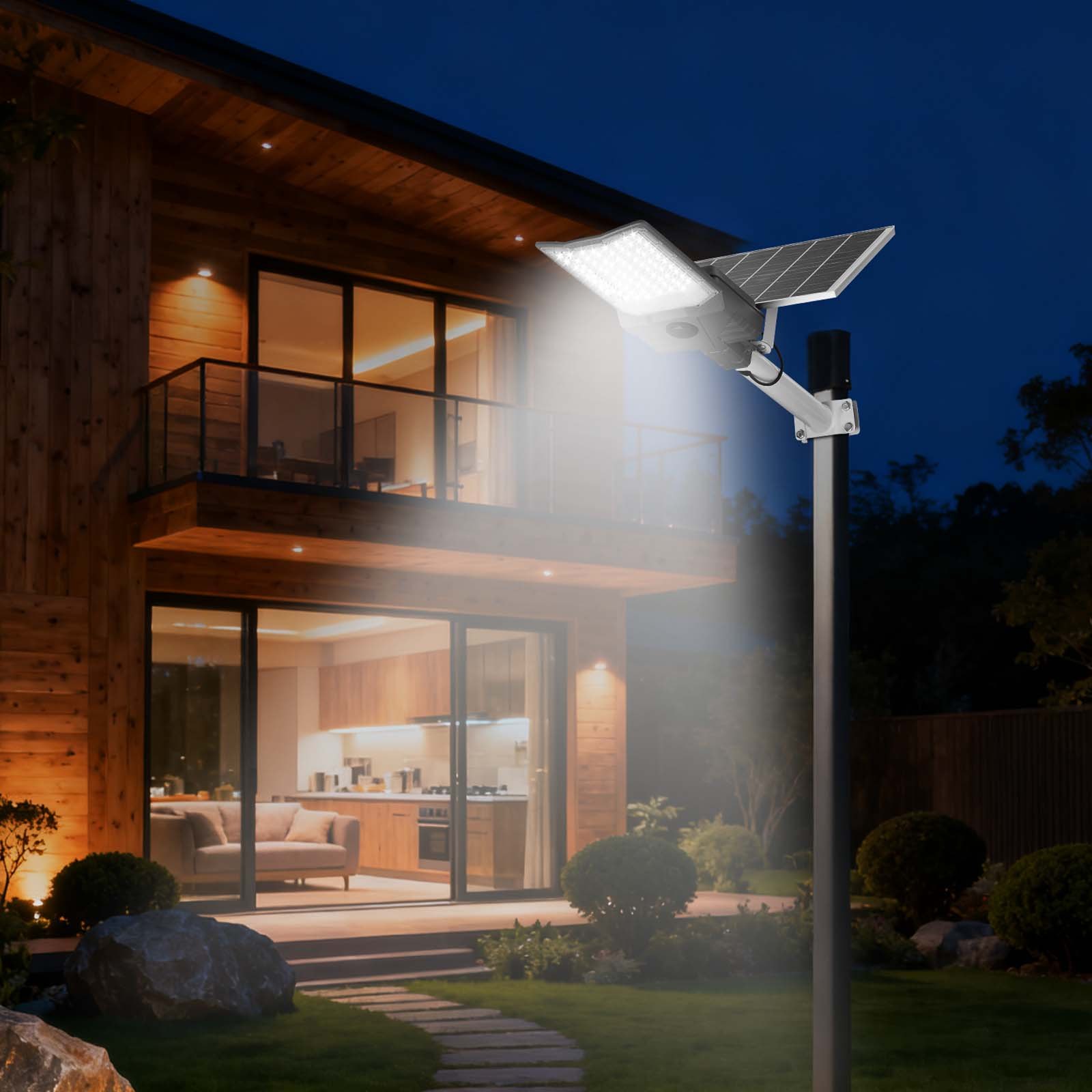 VEVOR Farola Solar para Exteriores 12000 W, 900 000 LM, de Anochecer a Amanecer, Lámpara de Seguridad LED de Tipo Dividido, Control Remoto RF, Resistente al Agua IP65, para Entrada de Vehículos