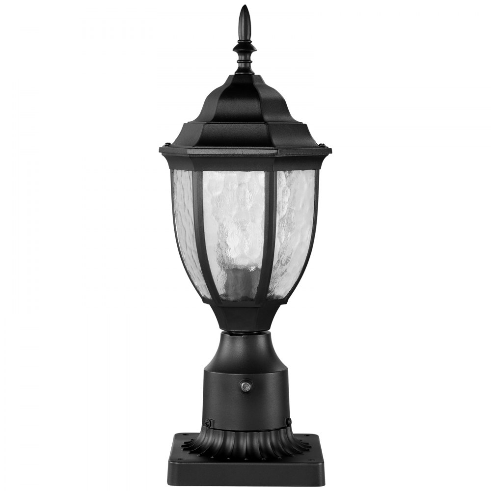 VEVOR 2 PCS Farolas Exteriores de Anochecer al Amanecer, 390 mm, Resistentes al Agua con Base de Montaje en Pilar de 9 cm, Pantalla de Vidrio Farola Exterior a Prueba de Rayos para Patio, Jardín