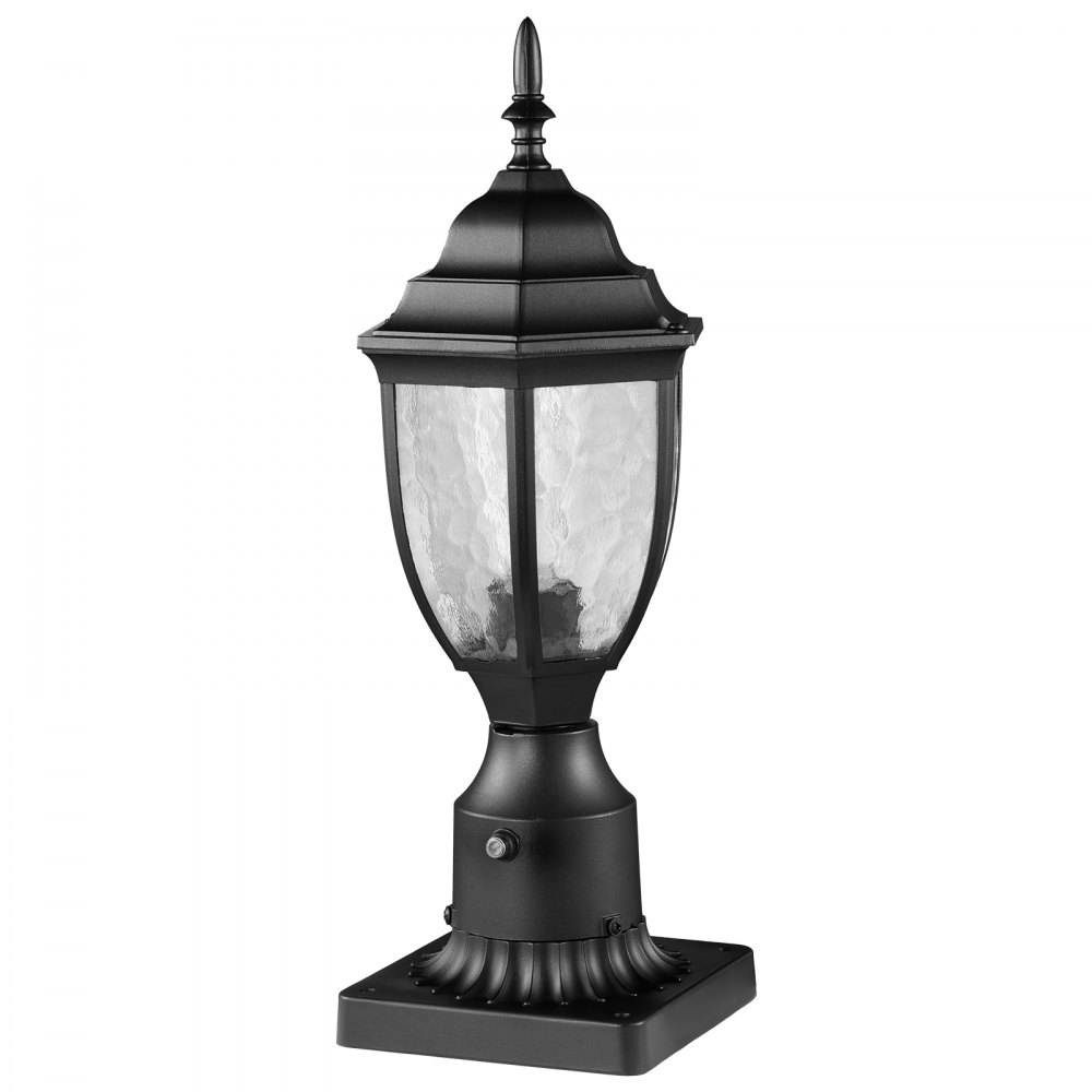 VEVOR 2 PCS Farolas Exteriores de Anochecer al Amanecer, 390 mm, Resistentes al Agua con Base de Montaje en Pilar de 9 cm, Pantalla de Vidrio Farola Exterior a Prueba de Rayos para Patio, Jardín