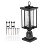 VEVOR - Pack de 2 farolas exteriores de anochecer al amanecer, 450 mm, impermeables, con base de montaje en pilar de 3,5 pulgadas, pantalla de vidrio, farola exterior a prueba de rayos para patio, jardín y camino