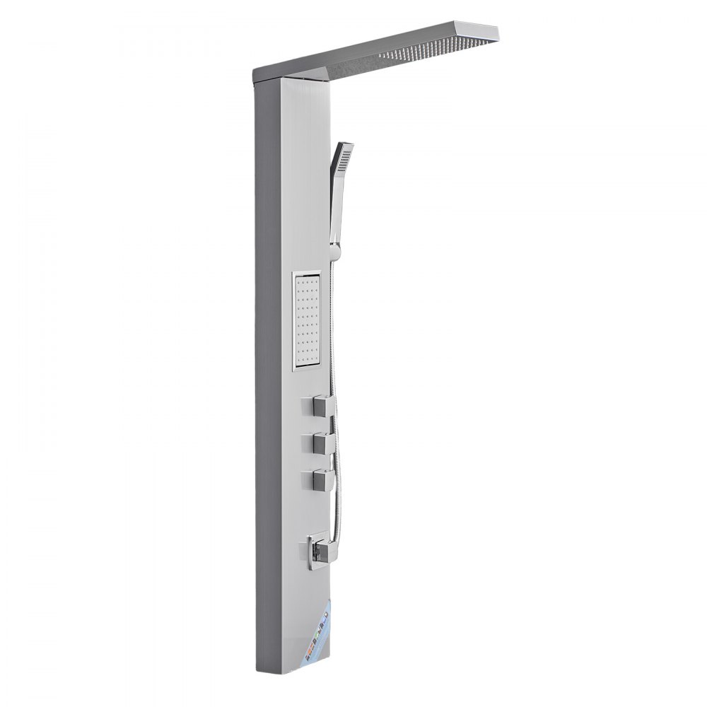 VEVOR Sistema de Ducha con Columna de Acero Inoxidable Cepillado de 135 cm, Cabezal de Ducha Tipo Lluvia, Grifo de 3 Funciones, Montaje en Pared, Chorro de Cuerpo Grande, 1345 x 200 x 460 mm