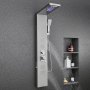 VEVOR Sistema de Ducha 5 en 1 con Panel Tipo Torre y Cabezal Tipo Cascada con Efecto Lluvia, LED, Columna de Ducha de Acero Inoxidable Cepillado, Grifo 5 Funciones, con Caño de Mano y de Bañera