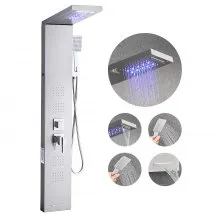 VEVOR Sistema de Columna de Ducha con Columna de Acero Inoxidable LED Plata