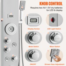 VEVOR Sistema de panel de ducha de acero inoxidable 6 modos LED y pantalla