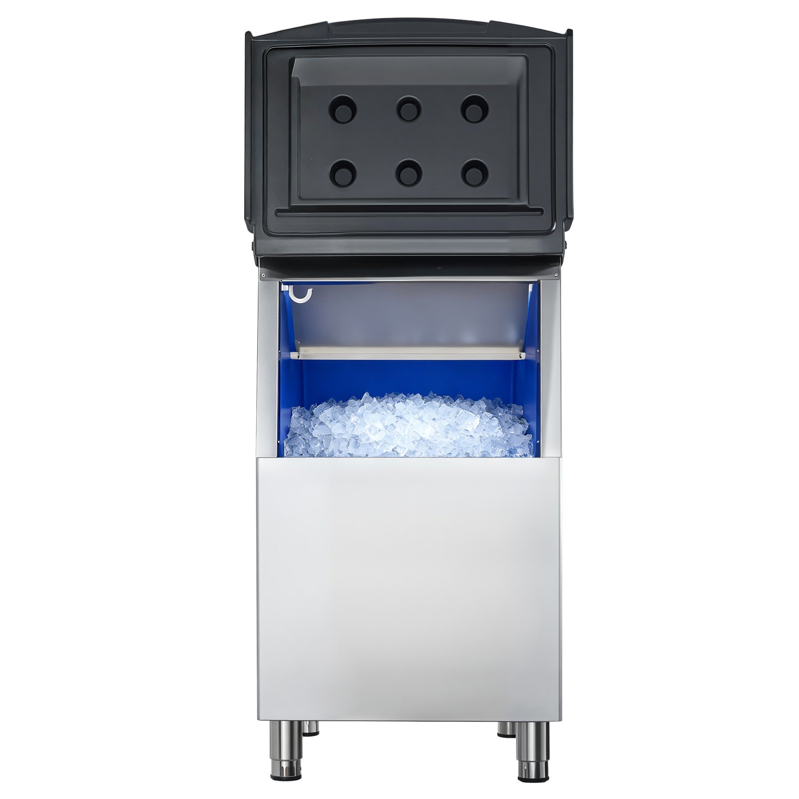 VEVOR Contenedor de Almacenamiento para Máquina de Hielo Capacidad de 113 kg Contenedor de Hielo de Acero Inoxidable con Patas de Goma Antideslizantes Altura Ajustable para Restaurante, Hotel, Bar