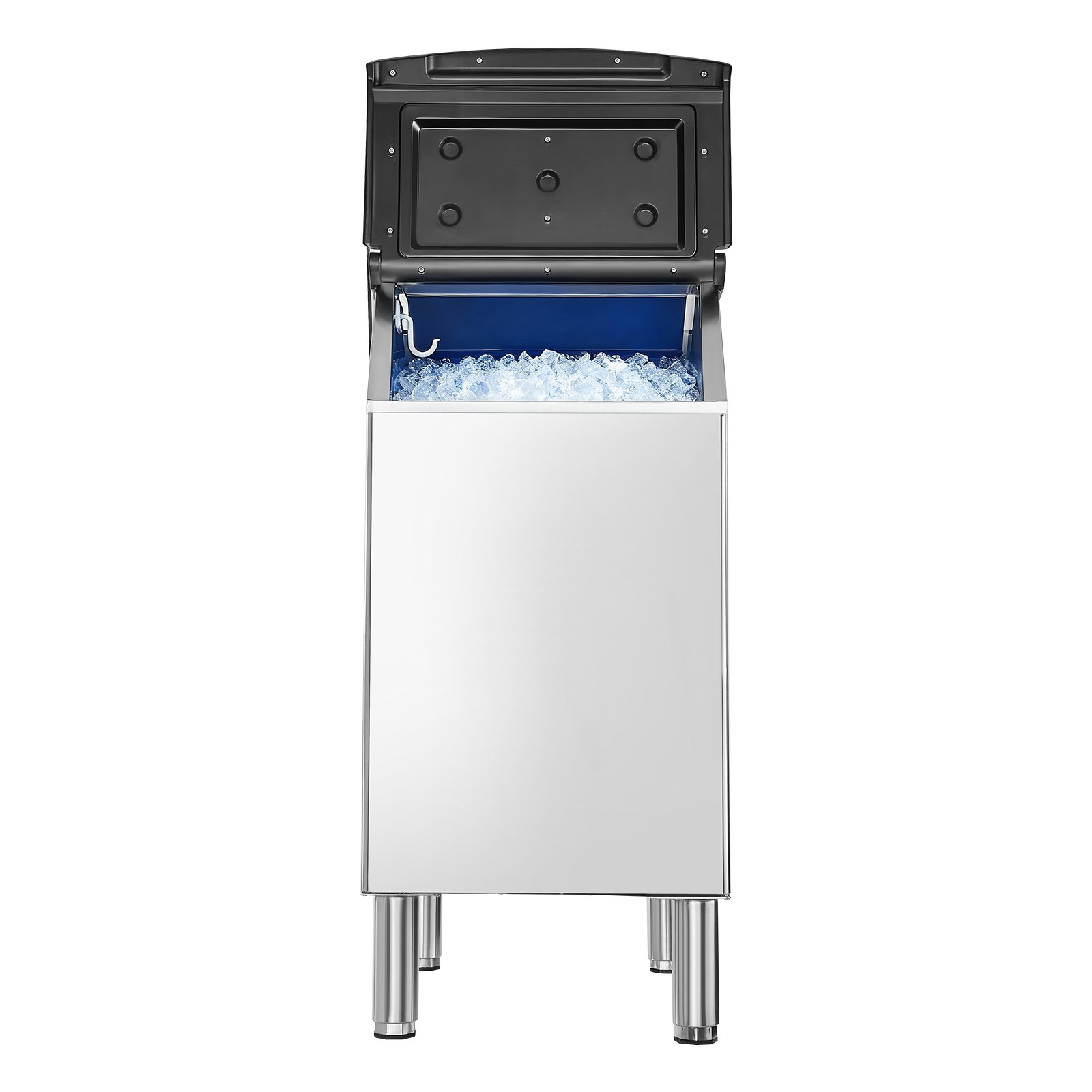 VEVOR Contenedor de Almacenamiento para Máquina de Hielo Capacidad de 136 kg Contenedor de Hielo de Acero Inoxidable con Filtro y Patas de Goma Antideslizantes para Restaurantes, Hoteles, Bares