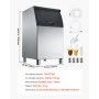 VEVOR Commercial Ice Maker Storage Bin, 136 KG Capacity Stainless Steel Ice-Bin, Commercial Ice Storage Bin with Adjustable Anti-slip Rubber Feet, Suitable for Restaurant, Hotel and Beverage Shops