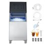 VEVOR Contenedor de Almacenamiento para Máquina de Hielo Capacidad de 136 kg Contenedor de Hielo de Acero Inoxidable con Patas de Goma Antideslizantes Altura Ajustable para Restaurante, Hotel, Bar