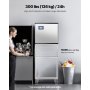 VEVOR Máquina para Fabricar Hielo 136 kg / 24 h Máquina de Hielo de Acero Inoxidable 508 mm Autolimpiante Programada Máquina de Cubitos de Hielo Modular para Restaurantes Hoteles (Solo Cabezal)