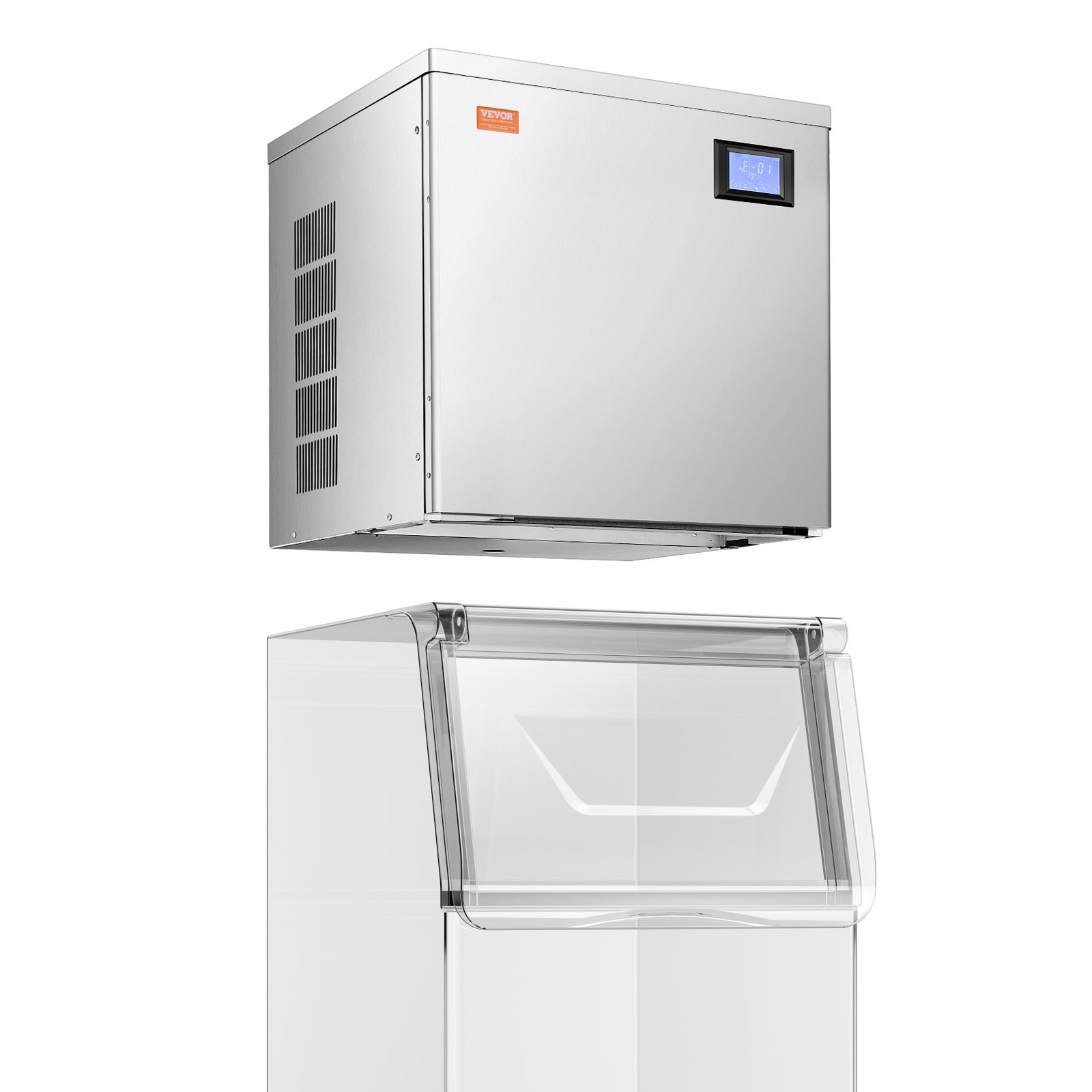 VEVOR Ice Machine Head for Commercial Ice Makers (Head Only) 249 kg/day, Stainless Steel + PE Plastic Head, Ice Maker Head with Smart Control Panel & One-Touch Cleaning