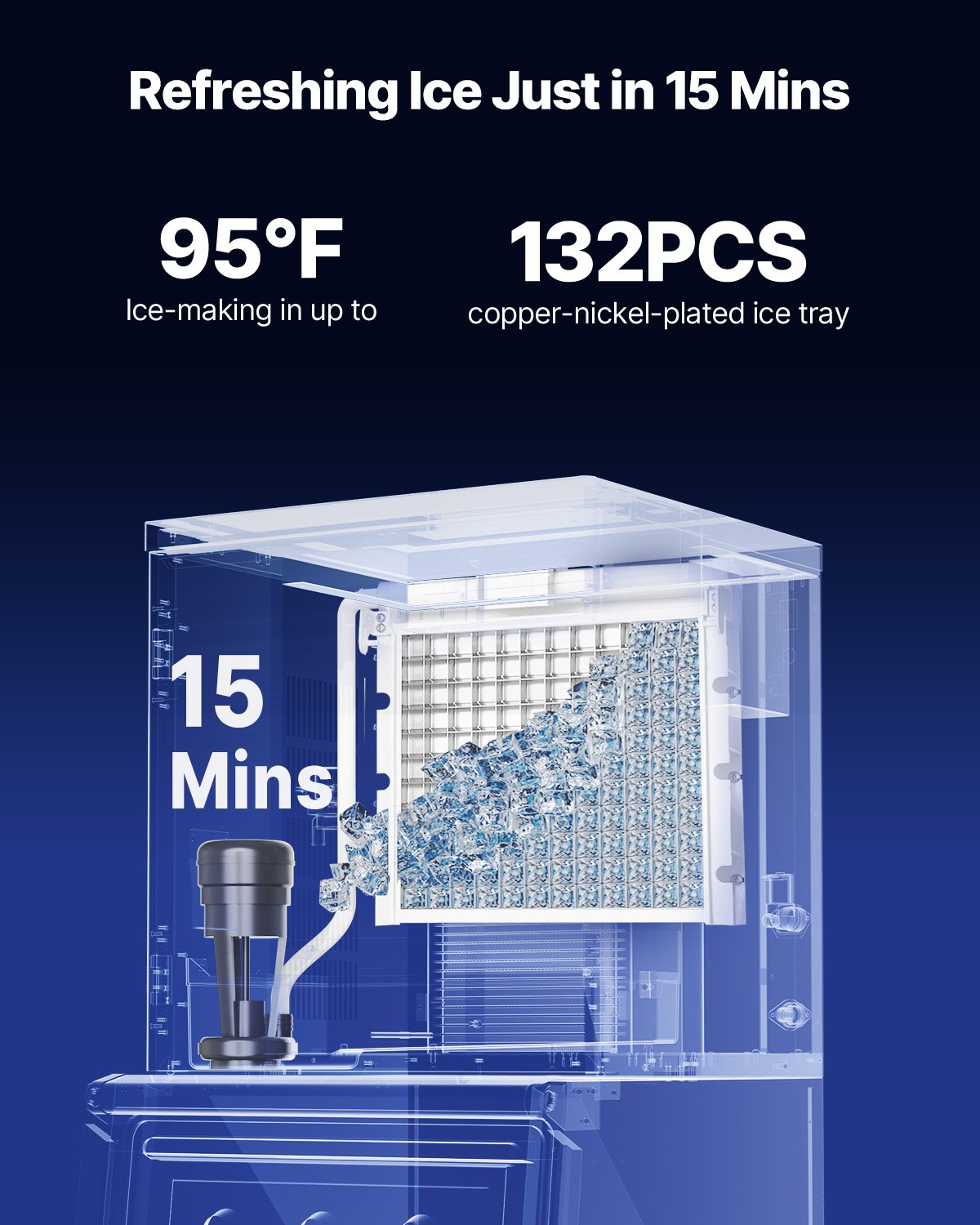 VEVOR Commercial Ice Maker Machine - Head, 136 kg/Day Stainless Steel Ice Machine with Scheduled Ice-Making, Self-Cleaning, Adjustable Thickness, Ideal for Restaurant Bar Cafe Hotel - Head Only