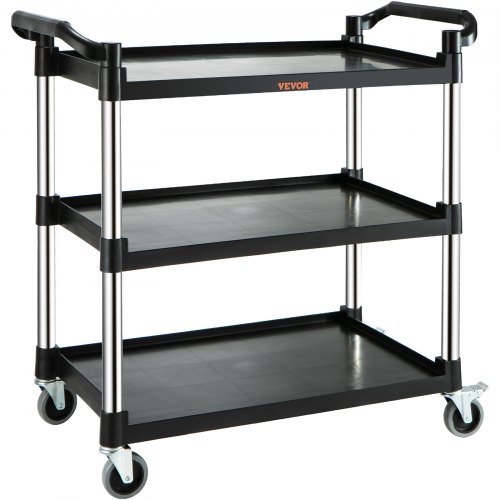 VEVOR Carro de Servicio Utilitario con 4 Ruedas de 3 Niveles 101x49x98 cm Negro
