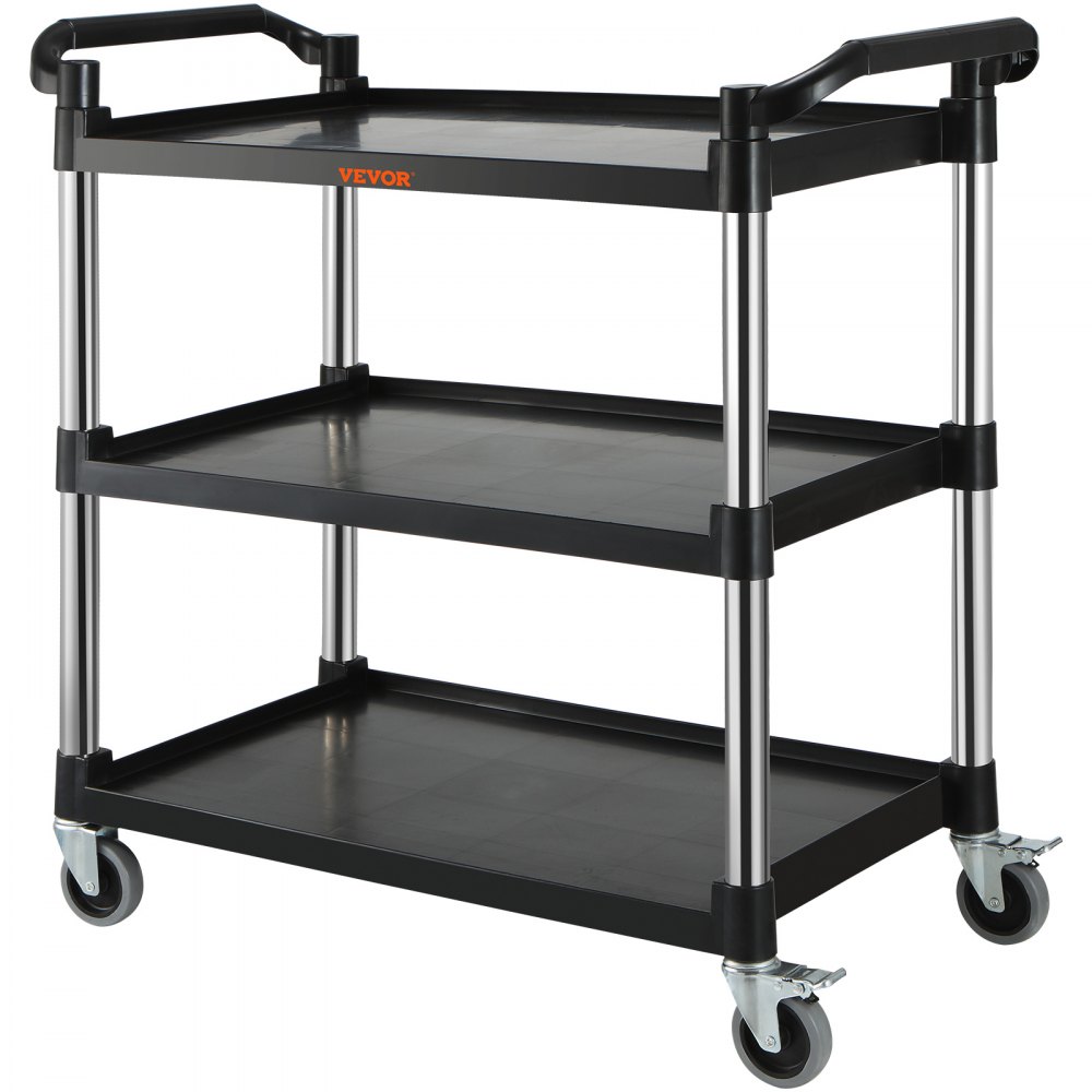 VEVOR Carro de Servicio Utilitario con 4 Ruedas de 3 Niveles 101x49x98 cm Negro