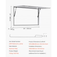 VEVOR Toldo para Puesto a Camiones de Comida con Ventana 1374 x 866 x 80 mm