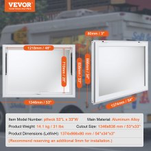 VEVOR Ventana de Servicio Puesto Concesión Camión Alimentos 1374 x 866 x 80 mm