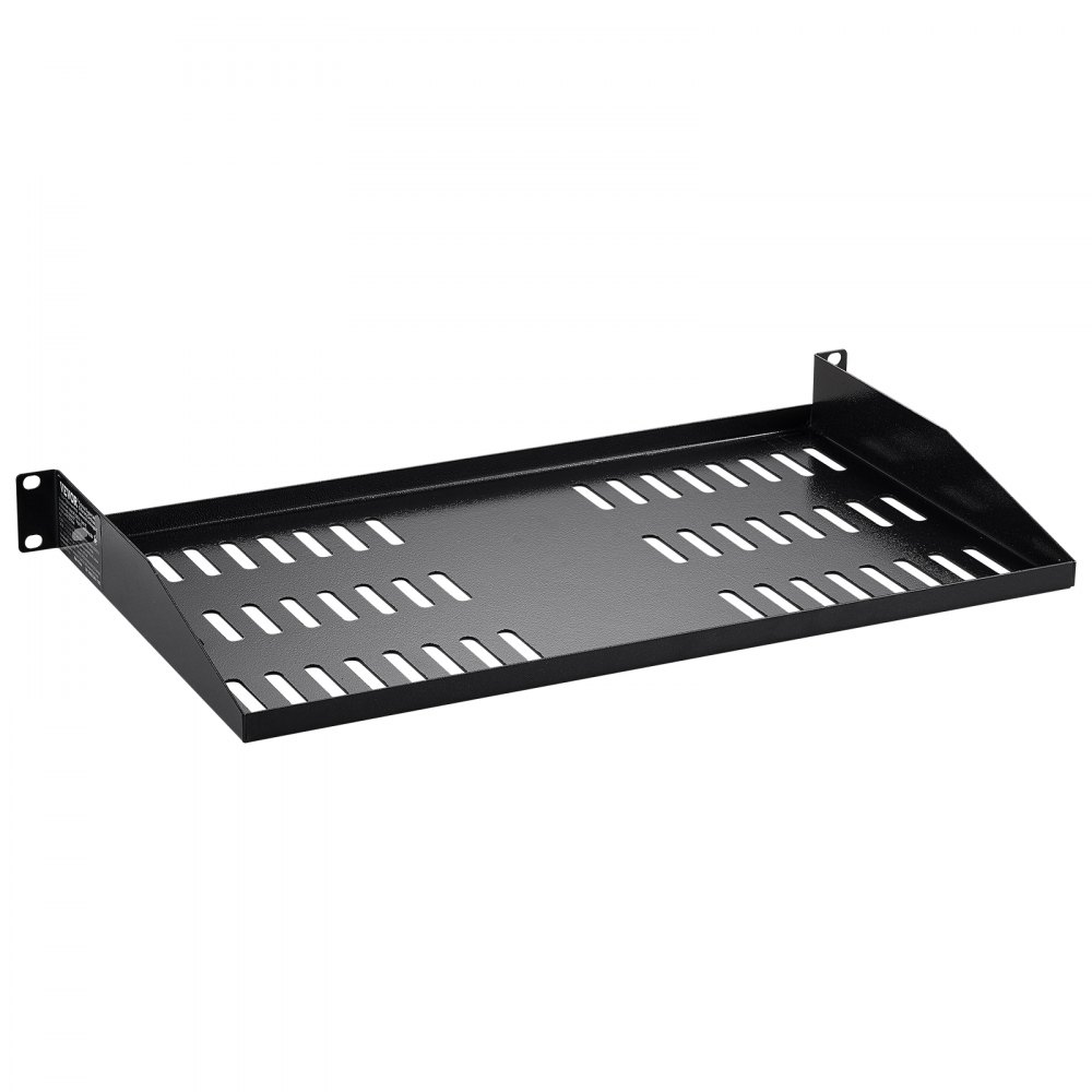 VEVOR Estante para rack de servidor 2 piezas 1U, profundidad de 10"/254 mm, capacidad de carga máxima de 23 kg /50 lb, estante para montaje en pared o en voladizo ventilado con bandeja, buena circulación de aire para gabinete de red de 19" o rack de equipos