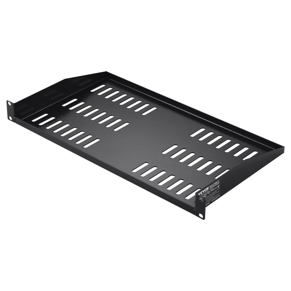 VEVOR Estante para rack de servidor 2 piezas 1U, profundidad de 10"/254 mm, capacidad de carga máxima de 23 kg /50 lb, estante para montaje en pared o en voladizo ventilado con bandeja, buena circulación de aire para gabinete de red de 19" o rack de equipos