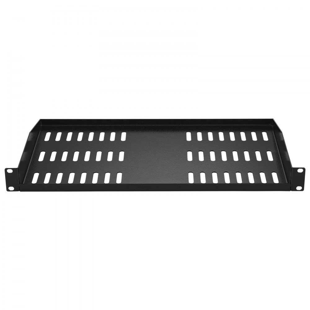 VEVOR Estante para rack de servidor 2 piezas 1U, profundidad de 10"/254 mm, capacidad de carga máxima de 23 kg /50 lb, estante para montaje en pared o en voladizo ventilado con bandeja, buena circulación de aire para gabinete de red de 19" o rack de equipos