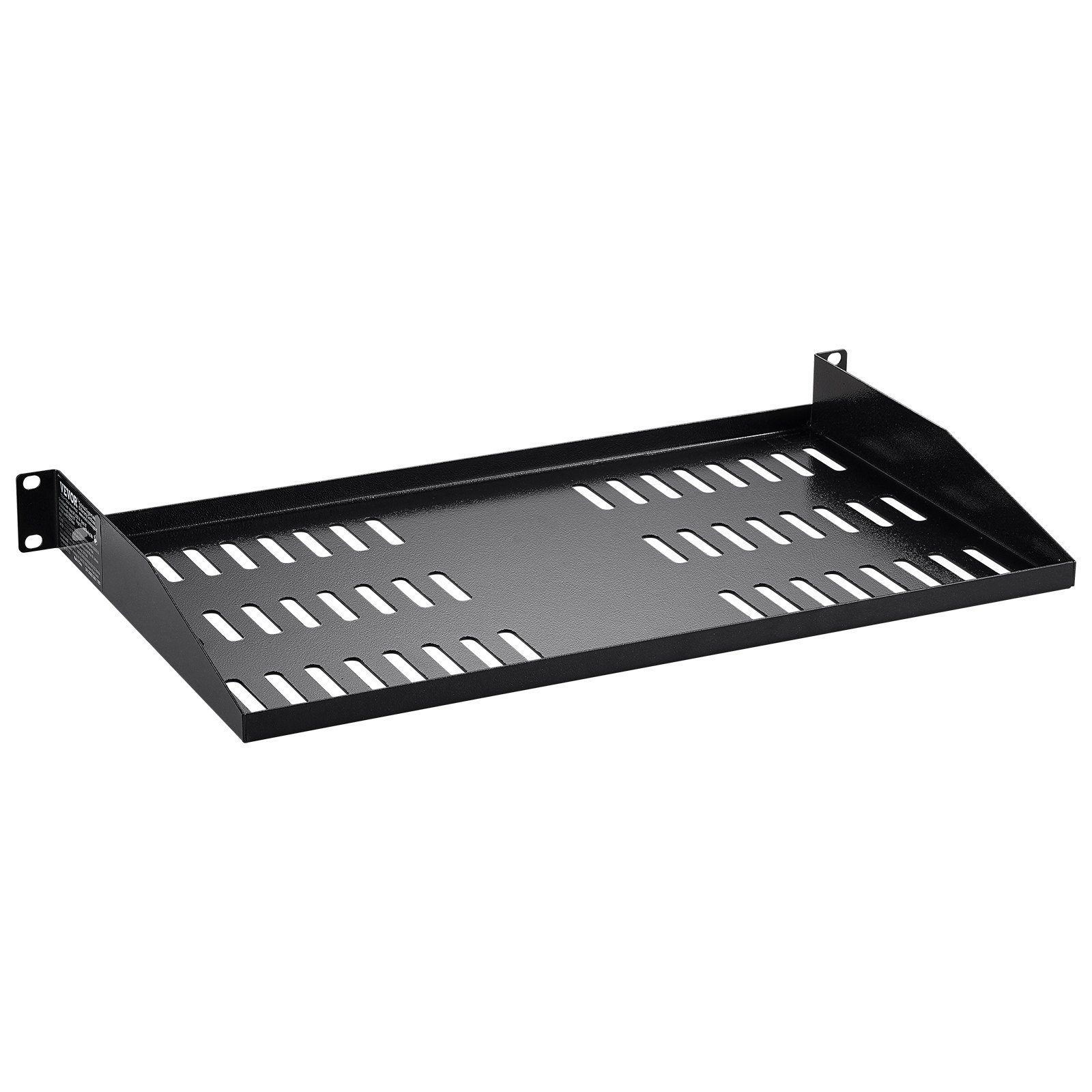 VEVOR Estante para rack de servidor 2 piezas 1U, profundidad de 10"/254 mm, capacidad de carga máxima de 23 kg /50 lb, estante para montaje en pared o en voladizo ventilado con bandeja, buena circulación de aire para gabinete de red de 19" o rack de equipos