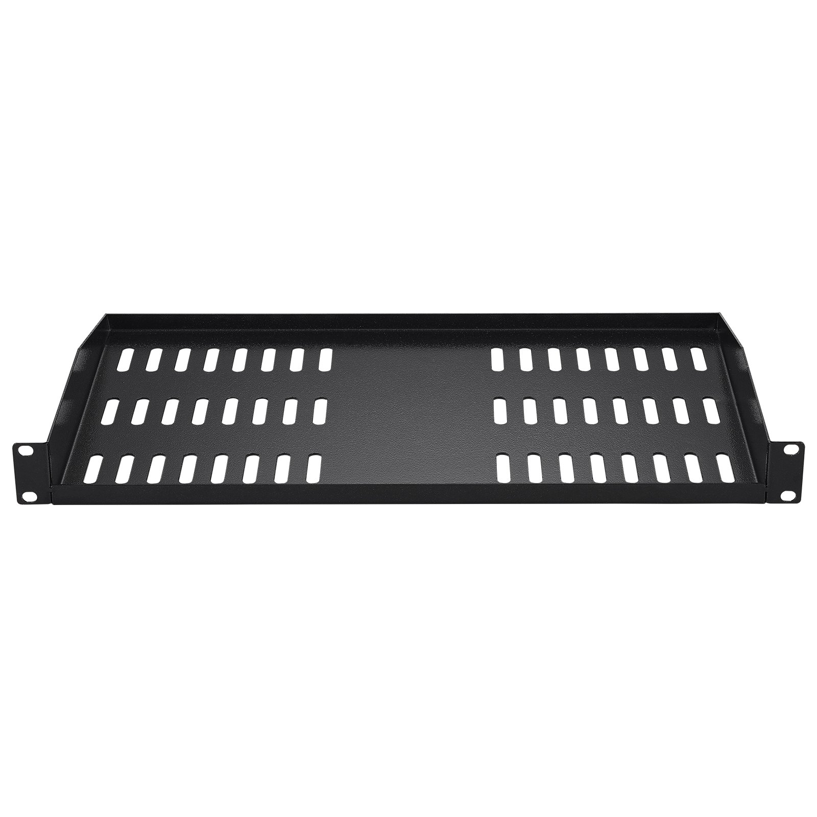VEVOR Estante para rack de servidor 2 piezas 1U, profundidad de 10"/254 mm, capacidad de carga máxima de 23 kg /50 lb, estante para montaje en pared o en voladizo ventilado con bandeja, buena circulación de aire para gabinete de red de 19" o rack de equipos