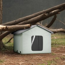 VEVOR Casa para Gatos Plegable con Almohadilla Térmica 48 x 56 x 44 cm Verde (M)