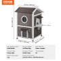 VEVOR Casa para gatos de exterior resistente a la intemperie, refugio para gatos salvajes para varios gatos, casa grande de madera para gatos de 2 pisos para exteriores con puertas, solapas de puerta de PVC, una ventana transparente, 23" de largo x 26" de ancho x 36" de alto