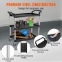 VEVOR Carro de Servicio 3 Niveles Carro de Transporte Estructura de Aluminio 83x40x95 cm Capacidad Total 70 kg Estante de Plástico Carro de Servicio 4 Ruedas Giratorias para Restaurante Garaje Negro