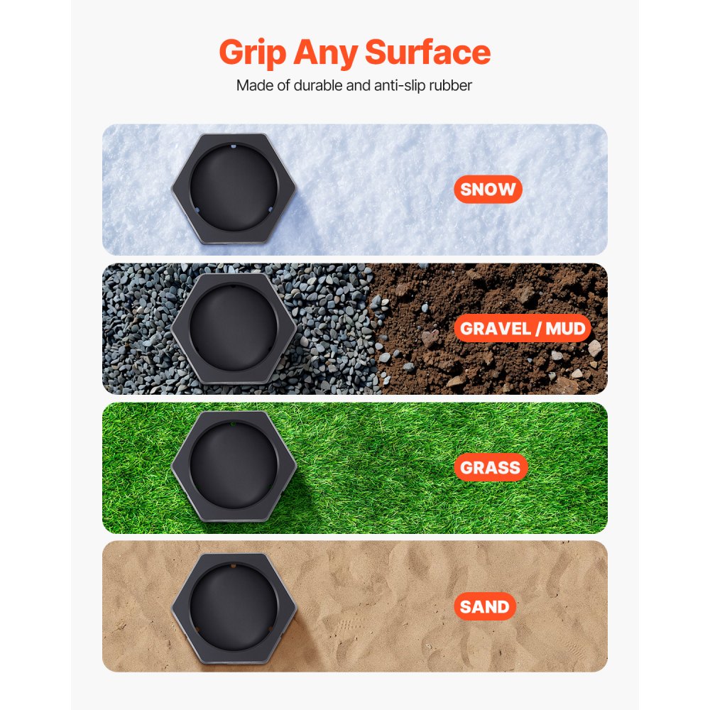 VEVOR 4-pack leveling pads for motorhomes, trailer jack pads made of rubber, 2300 kg load capacity (per pad), jack stabilizing pad with large surface area, ideal for round jack feet (254 mm)