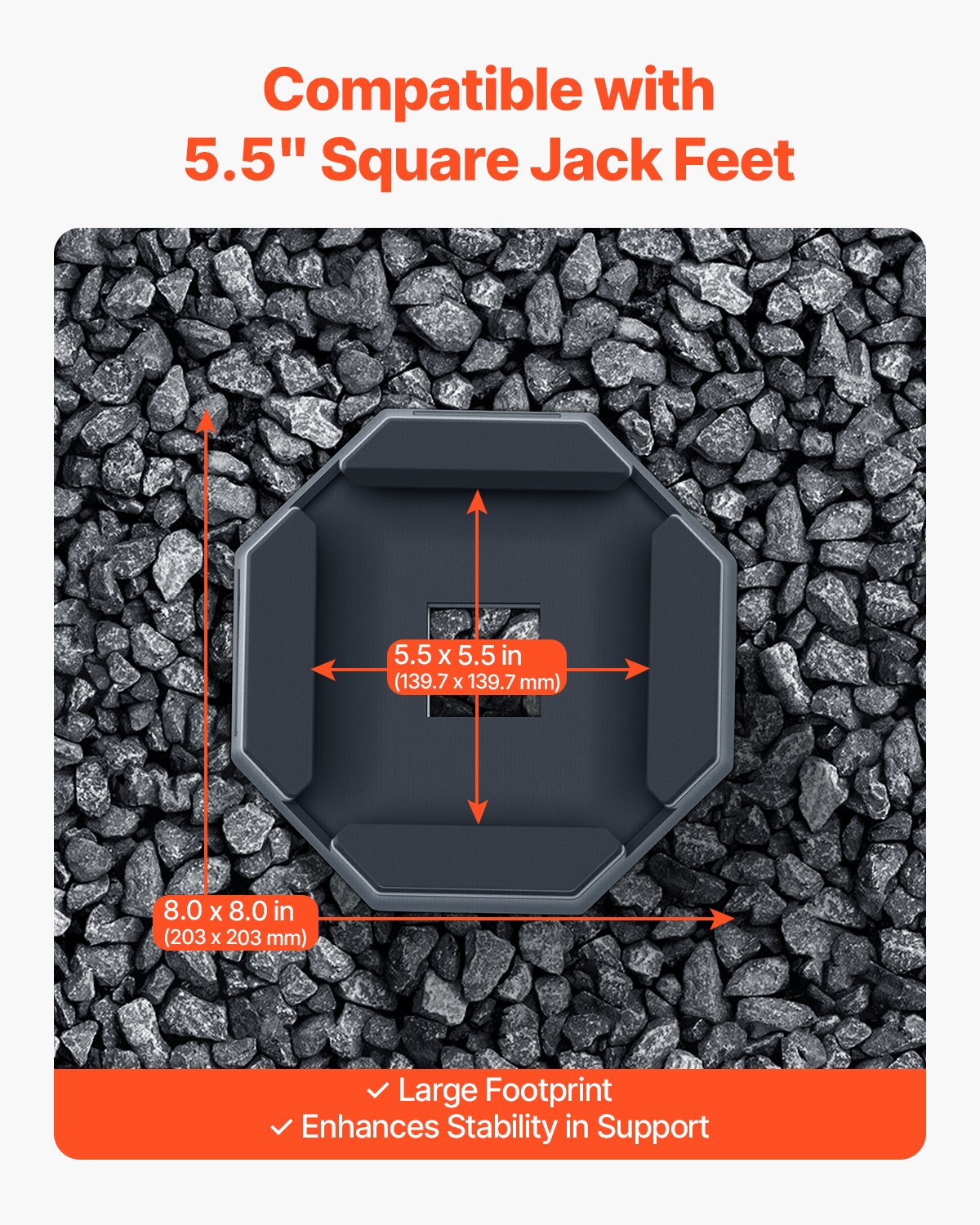 VEVOR 4-pack leveling pads for motorhomes, trailer jack pads made of rubber, 2300 kg load capacity (per pad), jack stabilizing pad with large surface area, ideal for square feet (139.7 mm)