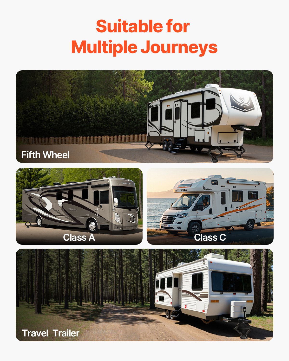 VEVOR 4-pack leveling pads for motorhomes, trailer jack pads made of rubber, 2300 kg load capacity (per pad), jack stabilizing pad with large surface area, ideal for square feet (139.7 mm)