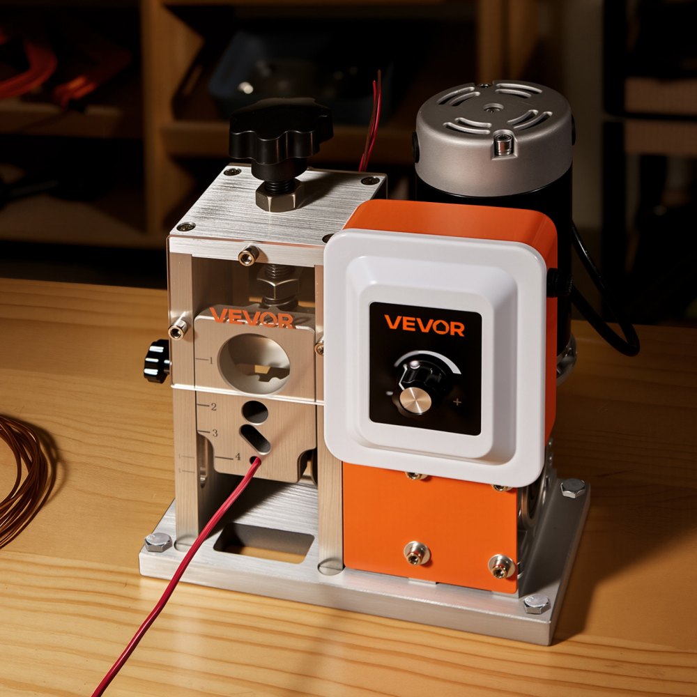VEVOR Peladora de Cables Eléctrica, Motorizada y Automática con Cuchillas, Rodillos en Forma de V y Ventilador Diámetro de Cable Pelado Aplicable de 1,5-40 mm para Reciclaje de Chatarra de Cobre