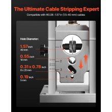 VEVOR Peladora de Cables Eléctrica Diámetro de Cable Pelado Aplicable 1,5-40 mm