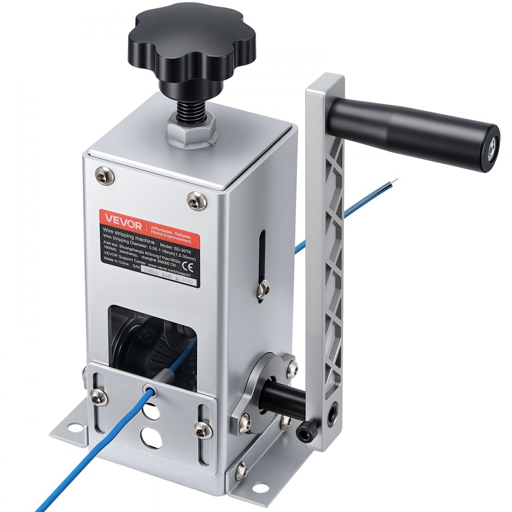 VEVOR Máquina Pelacables Manual 1,5-30 mm de Diámetro, Pela Cables con Manivela o Taladro, Herramienta para Pelar Cables de Cobre, Marco Q235 de Alta Resistencia para Recolectar Chatarra de Cobre