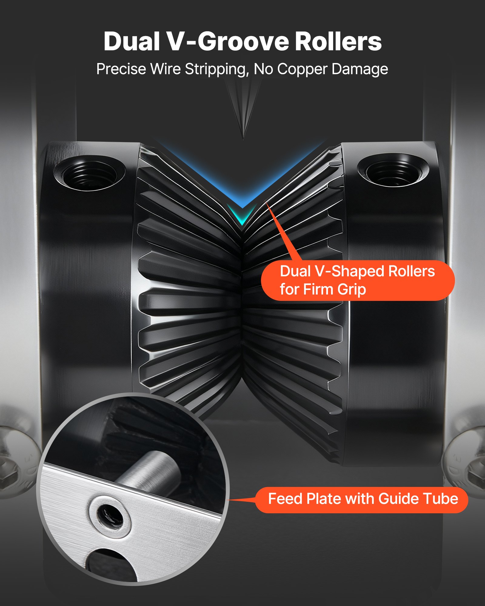 VEVOR Máquina Pelacables Manual 1,5-30 mm de Diámetro, Pela Cables con Manivela o Taladro, Herramienta para Pelar Cables de Cobre, Marco Q235 de Alta Resistencia para Recolectar Chatarra de Cobre