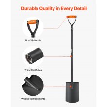 VEVOR Pala Cuadrada de 122 cm, Pala de Transferencia con Hoja de Acero Aleado y Mango en D Antideslizante, Herramienta Desmontable para Jardinería, Construcción, Excavación y Limpieza de Nieve