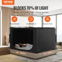 VEVOR 3 Puertas Tienda 70% Opaca de Cama de 203x152x119 cm con Postes de Fibra