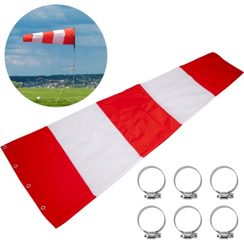 Manga Aire Estable Aeropuerto Manga Viento 25,4 X 91,4cmrojo Anaranjado Blanco