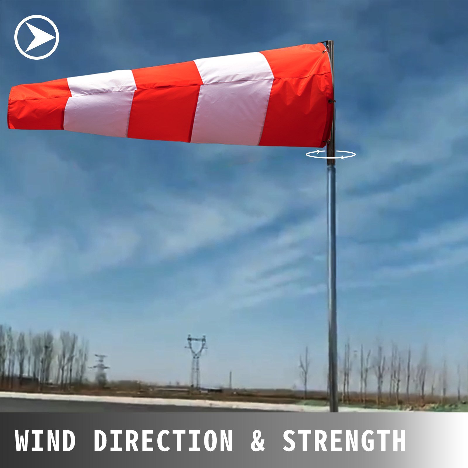 Manga Aire Estable Aeropuerto Manga Viento 45,7 X 182,9cmrojo Anaranjado Blanco