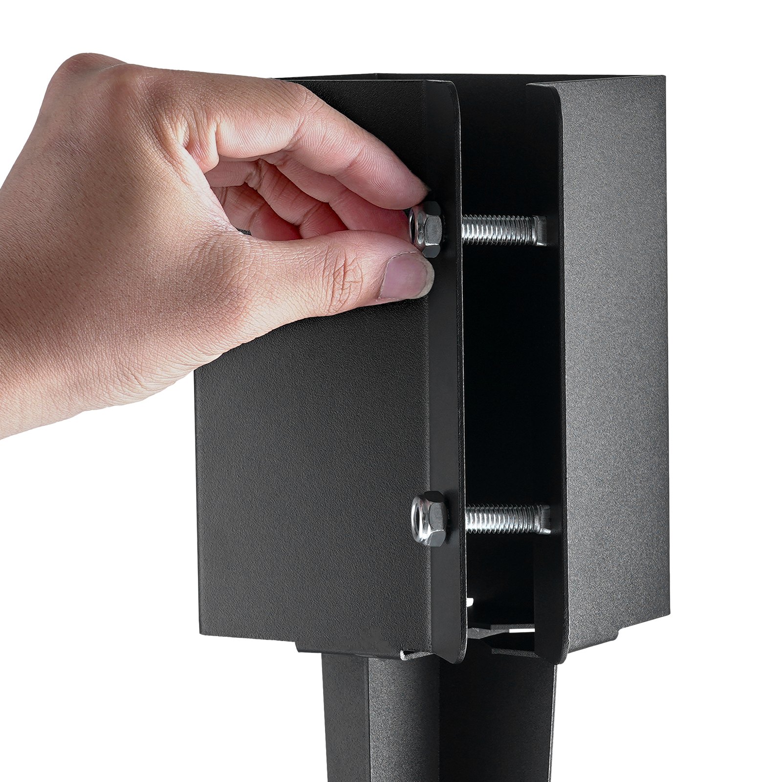 VEVOR Estaca de anclaje para poste de valla 8 Piezas 610 x 113 x 113 cm para madera de 89 mm estaca de poste con recubrimiento de polvo negro de metal, para buzón, cubierta, barandilla de jardín