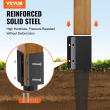 VEVOR Estaca de anclaje para poste de valla, paquete de 6, 24 x 4 x 4 pulgadas de diámetro exterior (diámetro interior 3,5 x 3,5 pulgadas), estaca de poste con recubrimiento de polvo negro de metal, p