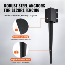 VEVOR Estaca de anclaje para poste de valla, paquete de 6, 24 x 4 x 4 pulgadas de diámetro exterior (diámetro interior 3,5 x 3,5 pulgadas), estaca de poste con recubrimiento de polvo negro de metal, p
