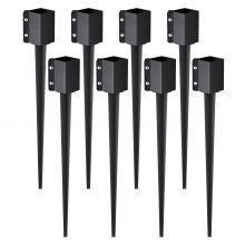 VEVOR Estacas de anclaje para postes de valla, paquete de 8, 36 x 4 x 4 pulgadas de diámetro exterior (diámetro interior 3,5 x 3,5 pulgadas), estaca de poste con recubrimiento en polvo negro de metal,