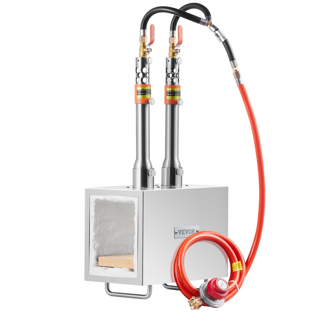 VEVOR Portable Propane Forge, Blacksmith's Forge with 2 Burners, 2600℉ Gas Forge for Tool and Knife Making, Square Stainless Steel Gas Forging Tools and Equipment with Large Capacity for Metal Forging