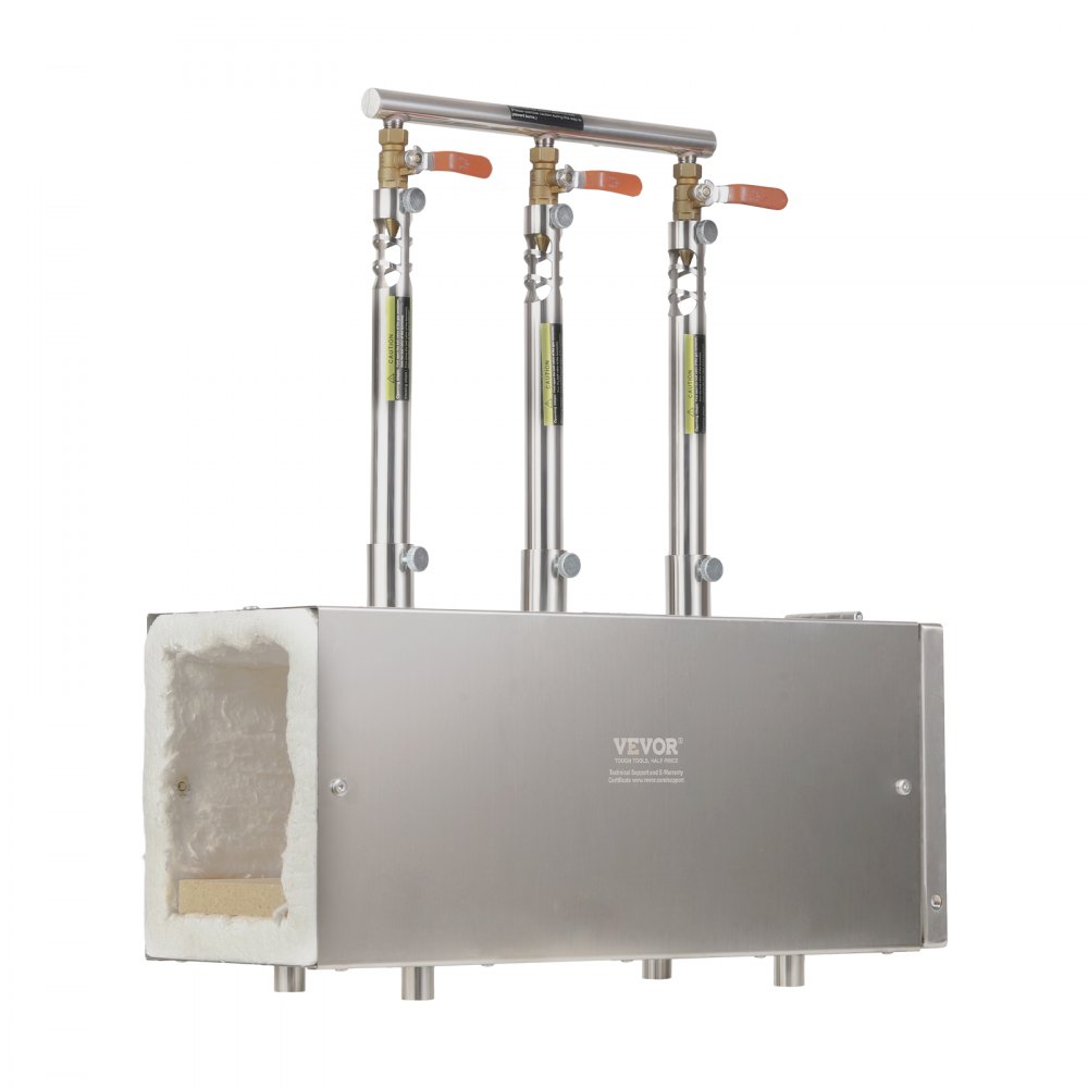 VEVOR Fragua de Gas Propano Portátil, de Forma Cuadrada, con 3 Quemadores, 1427 °C, de Acero Inoxidable 201 Resistente a la Corrosión, Horno de Fusión para Forja de Metales, 510 x 190 x 540 mm