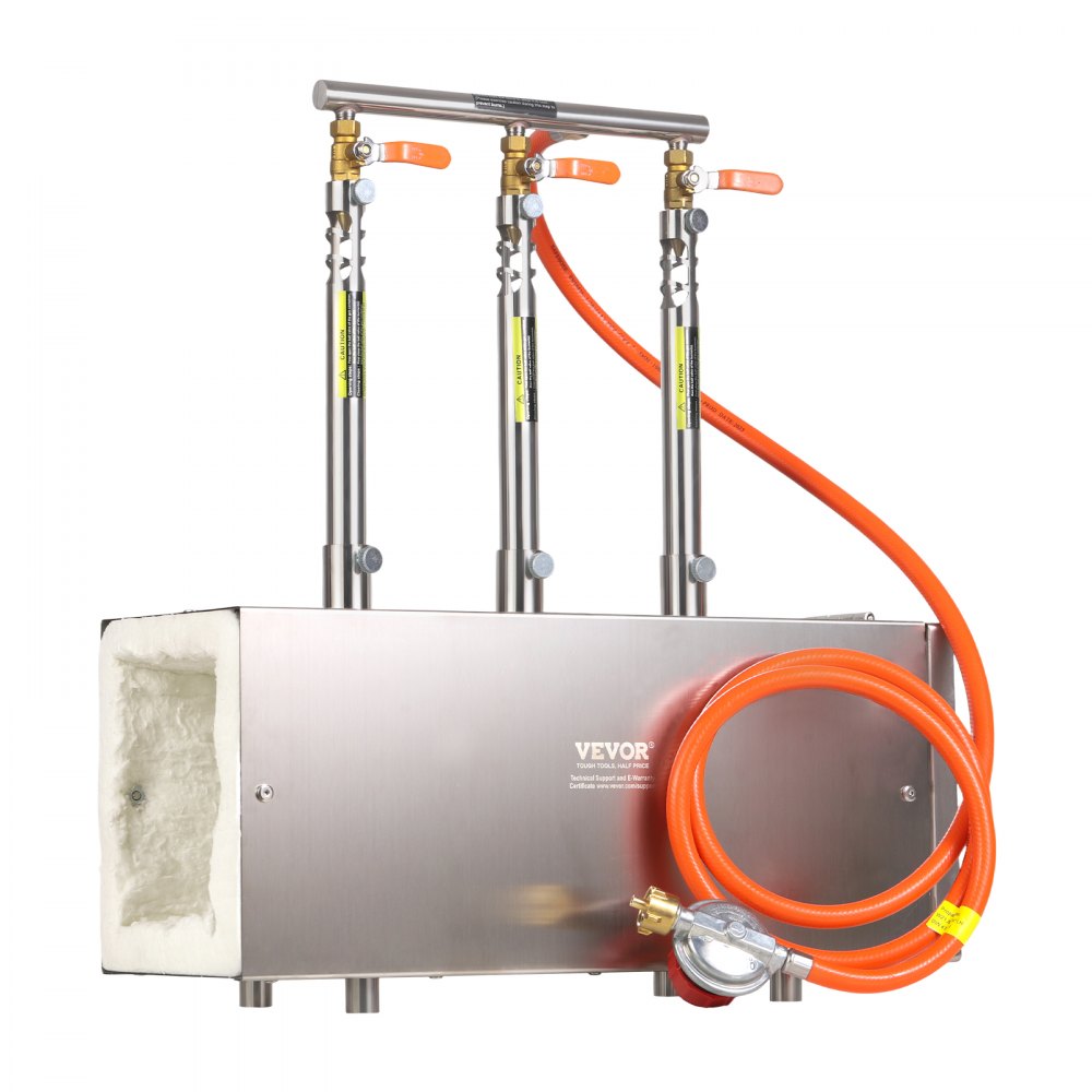 VEVOR Fragua de Gas Propano Portátil, de Forma Cuadrada, con 3 Quemadores, 1427 °C, de Acero Inoxidable 201 Resistente a la Corrosión, Horno de Fusión para Forja de Metales, 510 x 190 x 540 mm