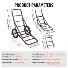 VEVOR Carro de Transporte de Ciervos Plegable Carga 136 kg 1120 x 650 x 1050 mm